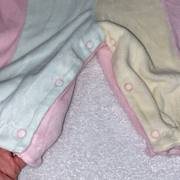 Vintage cradle togs velour pastel clown inspired teddy bear bubble jumpsuit 6/9m - Picture 3 of 6